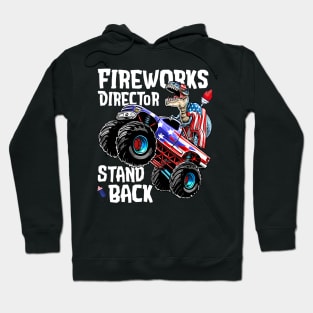 4th of July Fireworks Director T Rex Monster Truck Kids Boys Hoodie